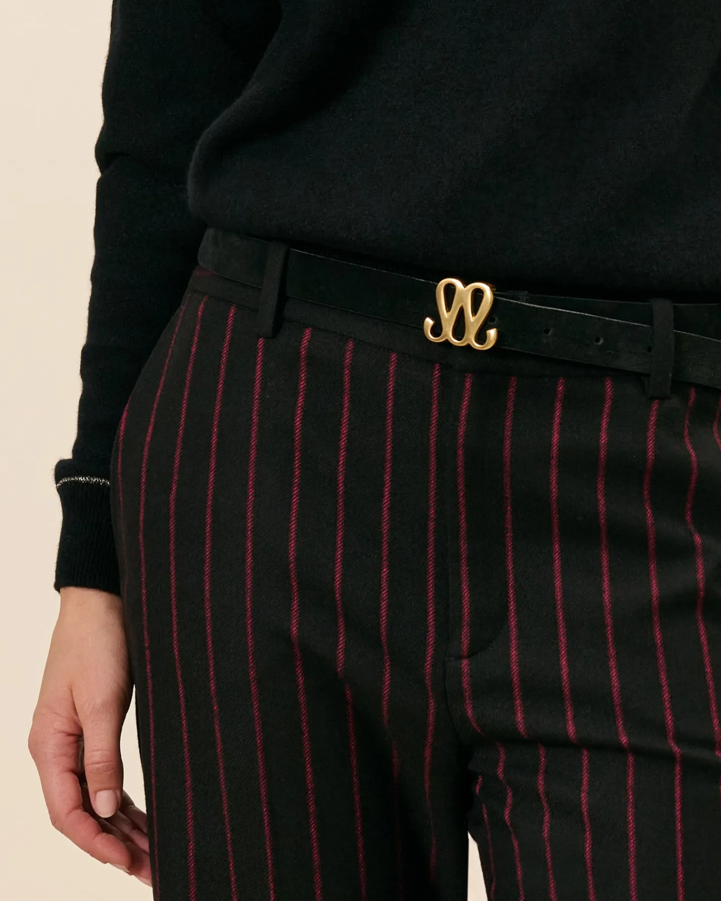 Accessoires>Maison Sarah Lavoine Ceinture Reversible Monogramme - Noir