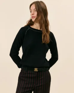 Hauts>Maison Sarah Lavoine Pull Orsay Col Rond Lurex - Noir