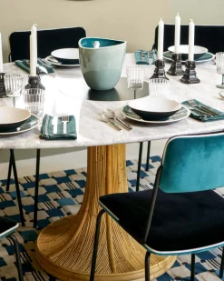 Tables Hautes>Maison Sarah Lavoine Table ovale Riviera Marbre Blanc Blanc / Naturel