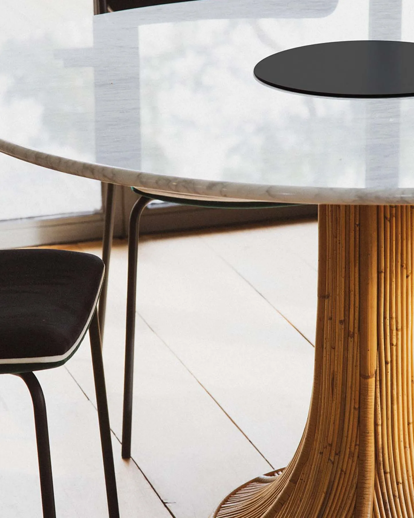 Tables Hautes>Maison Sarah Lavoine Table ronde Riviera Marbre Blanc Blanc / Naturel