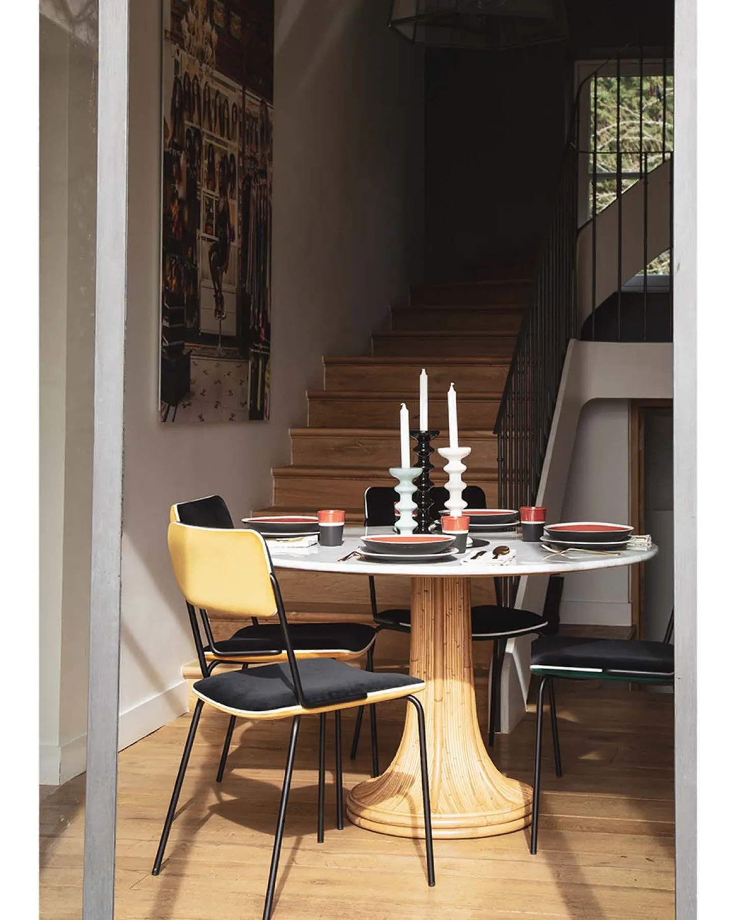 Tables Hautes>Maison Sarah Lavoine Table ronde Riviera Marbre Blanc Blanc / Naturel