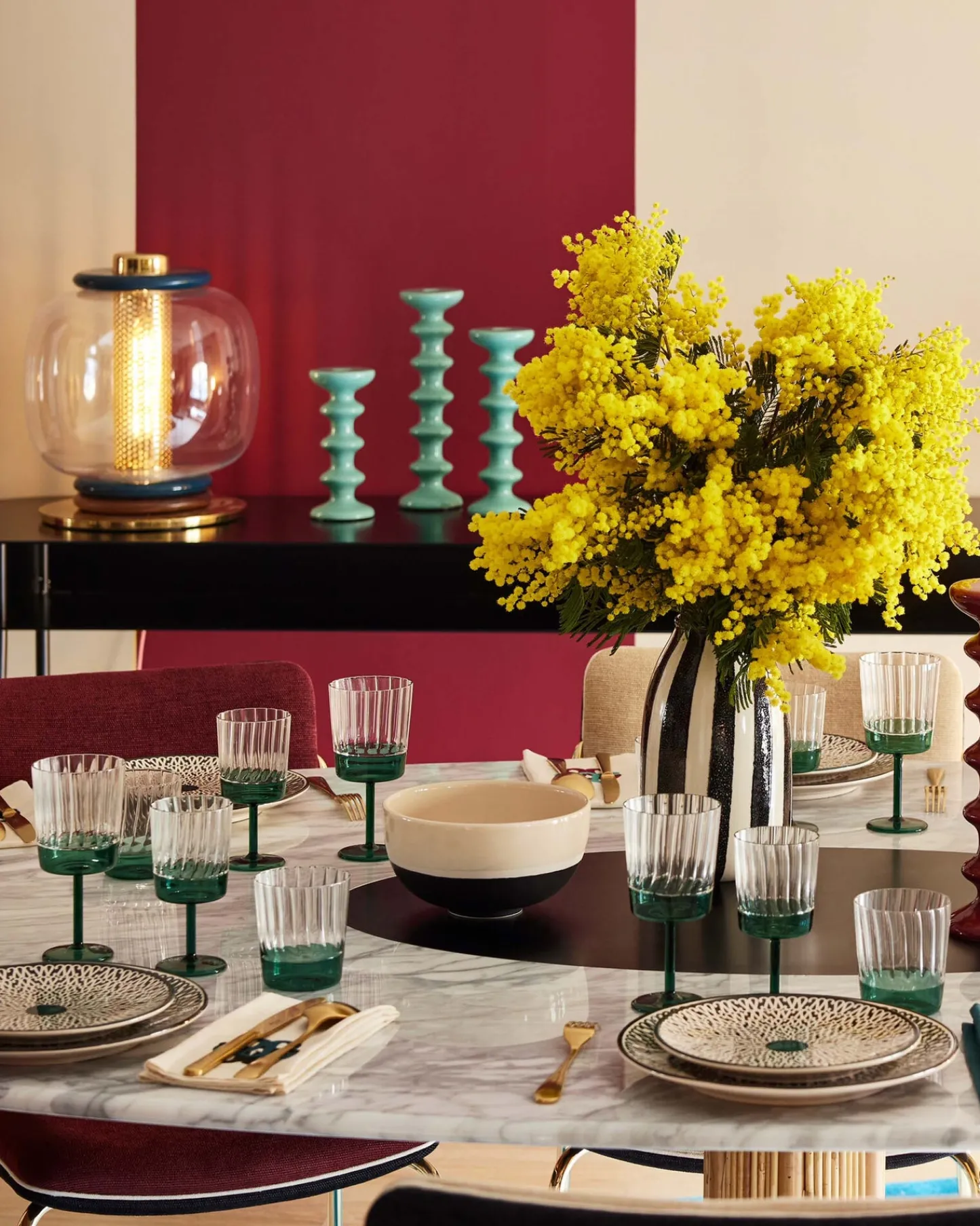 Tables Hautes>Maison Sarah Lavoine Table ronde Riviera Marbre Blanc