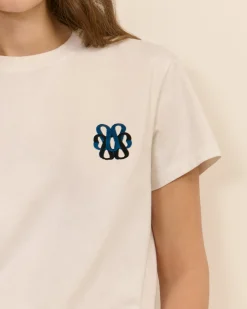 Hauts>Maison Sarah Lavoine T-shirt Monogramme - Blanc / Bleu Sarah